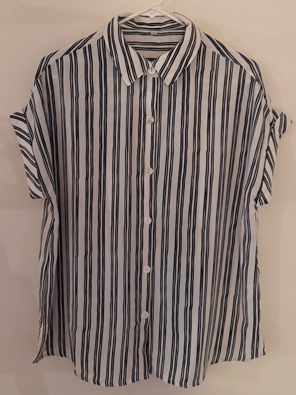Oversized Striped Black and White Button-Up Shirt